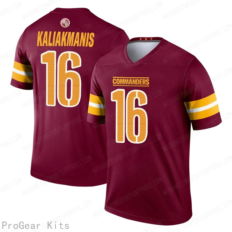 Athan Kaliakmanis Washington Commanders Game Jersey No.16 Burgundy NFL Football Fan Wear