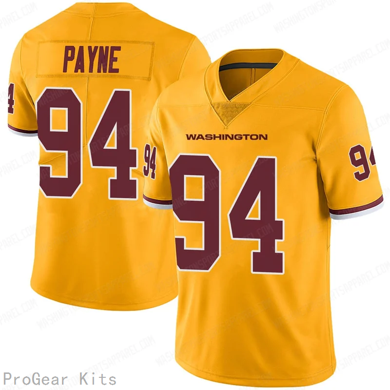 Daron Payne Rush Washington Commanders Legend Jersey No.94 Gold NFL Football Fan Wear Daron Payne Rush