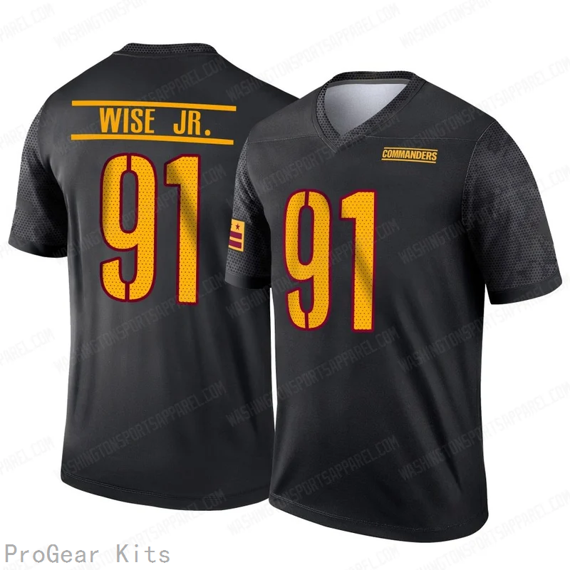 Deatrich Wise Jr Washington Commanders Game Jersey No.91 Black NFL Football Fan Wear Deatrich Wise Jr