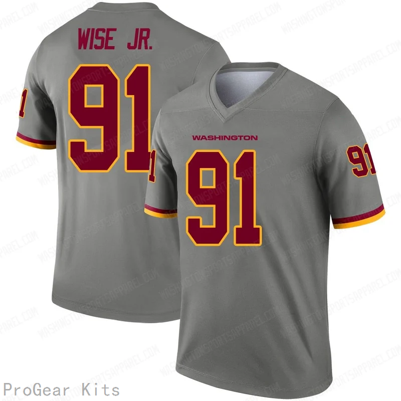 Deatrich Wise Jr Washington Commanders Game Jersey No.91 Gray NFL Football Fan Wear Deatrich Wise Jr