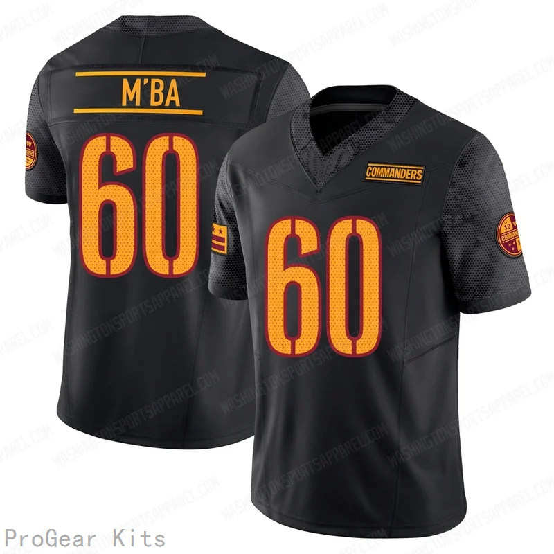 Jeffrey Mba Washington Commanders Alternate Jersey No.60 Black NFL Football Fan Wear Jeffrey Mba