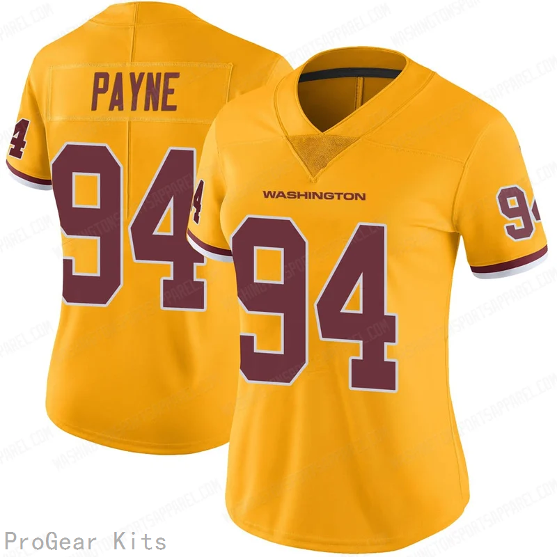 Daron Payne Rush Washington Commanders Legend Jersey No.94 Gold NFL Football Fan Wear Daron Payne Rush
