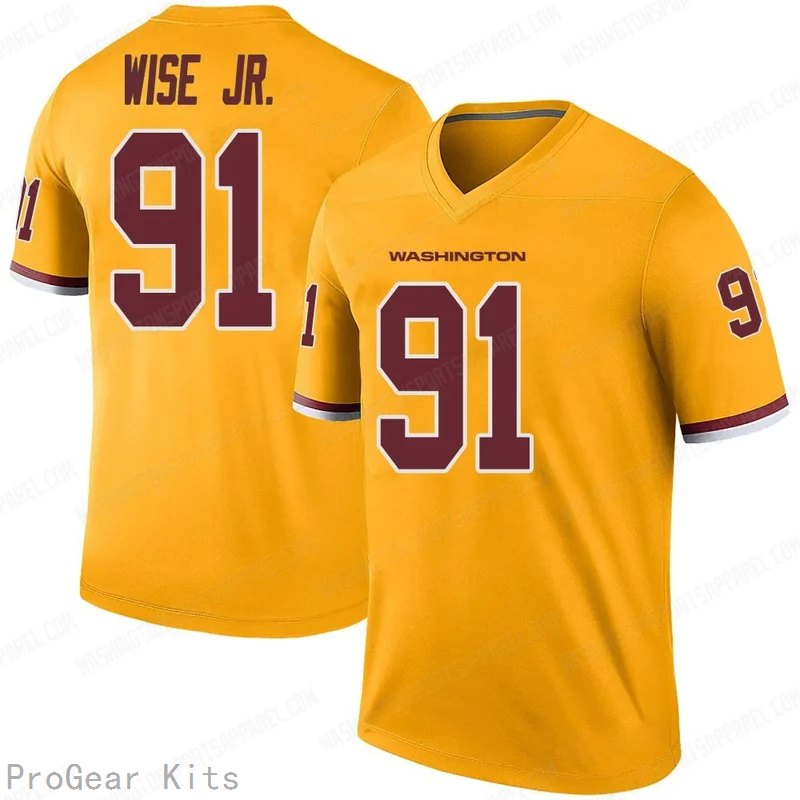 Deatrich Wise Jr Washington Commanders Jersey No.91 Gold NFL Football Fan Wear