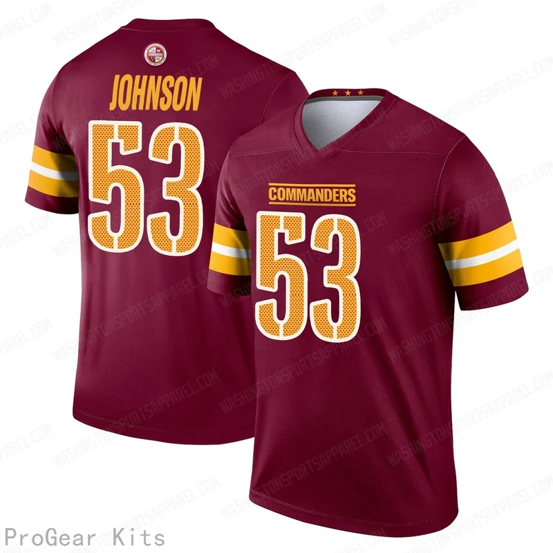 DJ Johnson Washington Commanders Game Jersey No.53 Burgundy NFL Football Fan Wear