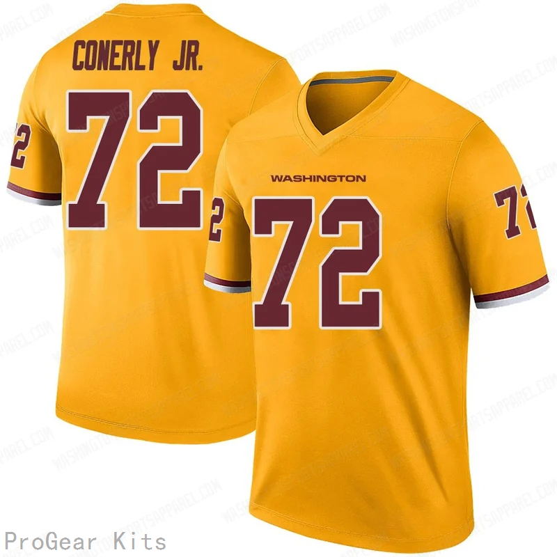 Josh Conerly Jr Washington Commanders Jersey No.72 Gold NFL Football Fan Wear