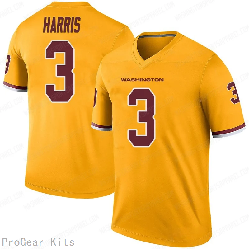 Will Harris Rush Washington Commanders Jersey No.3 Gold NFL Football Fan Wear