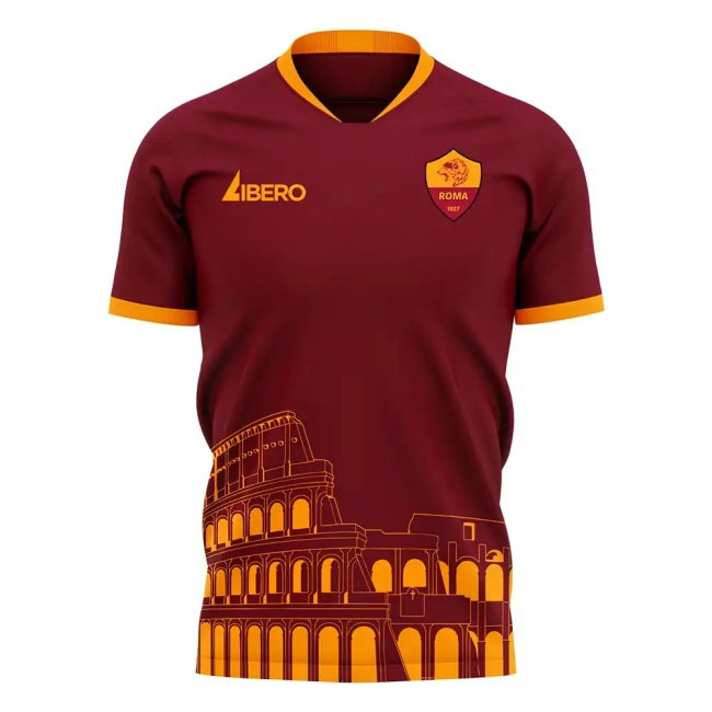 Roma 2025-2026 Home Concept Football Kit (Libero) - No Sponsor (MANCINI 23) — Shop Online