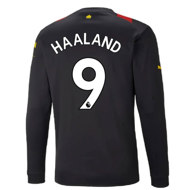 2022-2023 Man City Long Sleeve Away Shirt (HAALAND 9) — Shop Online