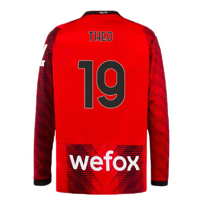 2023-2024 AC Milan Long Sleeve Home Shirt (Theo 19) — Shop Now