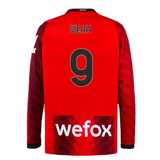 2023-2024 AC Milan Long Sleeve Home Shirt (Weah 9) — Shop Now