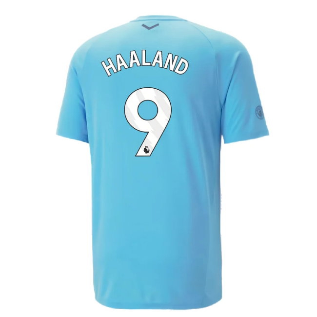 2023-2024 Man City Casuals Tee (Blue Wash) - Kids (HAALAND 9) — Shop Now