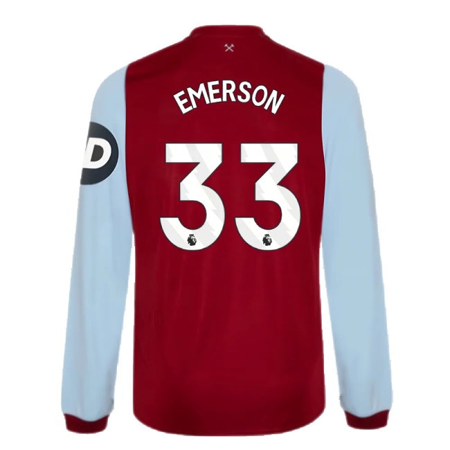 2023-2024 West Ham Long Sleeve Home Shirt (EMERSON 33) — Buy Now
