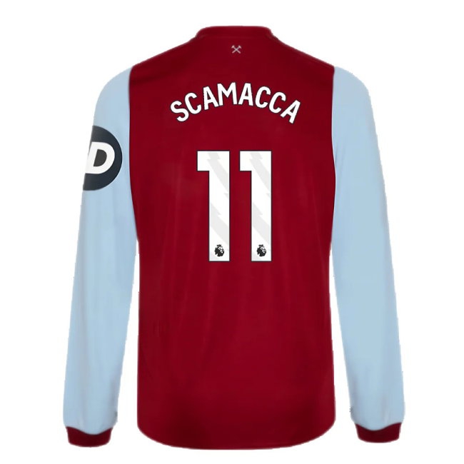 2023-2024 West Ham Long Sleeve Home Shirt (SCAMACCA 11) — Shop Now