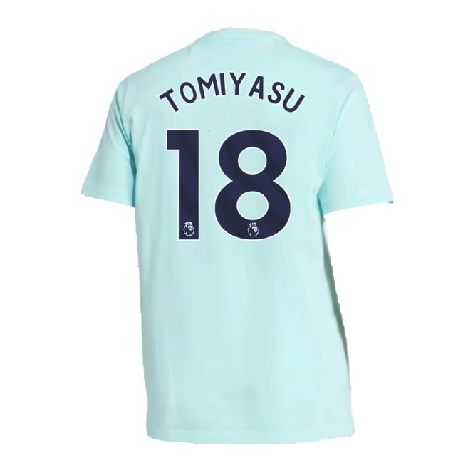 2024-2025 Arsenal Seasonal Tee (Clear Aqua) (Tomiyasu 18) — Shop Online