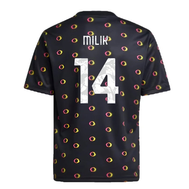 2024-2025 Juventus Pre-Match Shirt (Black) - Kids (Milik 14) — Buy Now