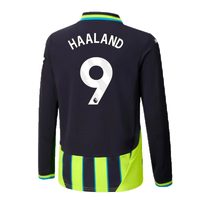 2024-2025 Man City Away Long Sleeve Shirt (Kids) (Haaland 9) — Buy Now