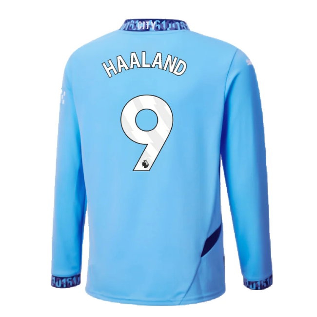 2024-2025 Man City Home Long Sleeve Shirt (Kids) (Haaland 9) — Buy Now