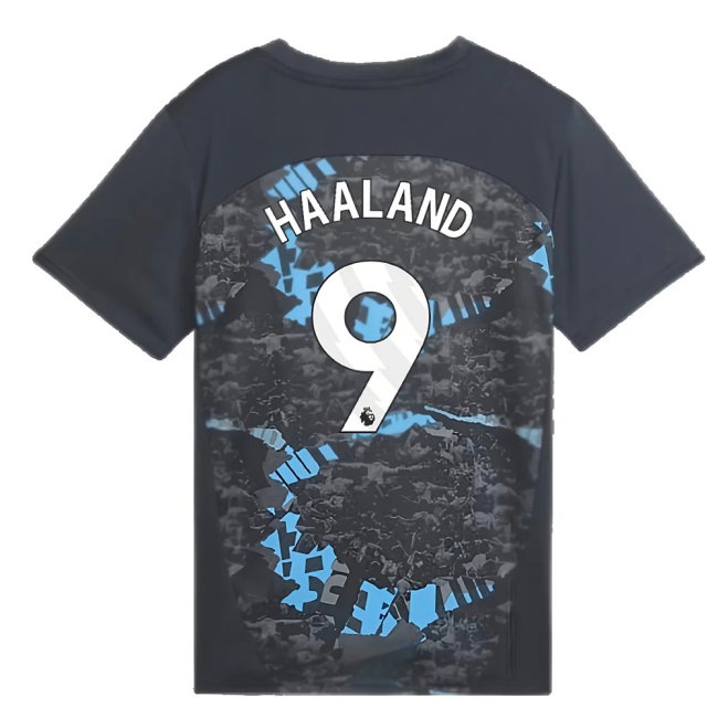 2024-2025 Man City Prematch SS Jersey (Strong Gray) - Kids (Haaland 9) — Shop Online
