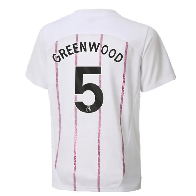 2024-2025 Man City Prematch SS Jersey (White) - Kids (Greenwood 5) — Buy Now