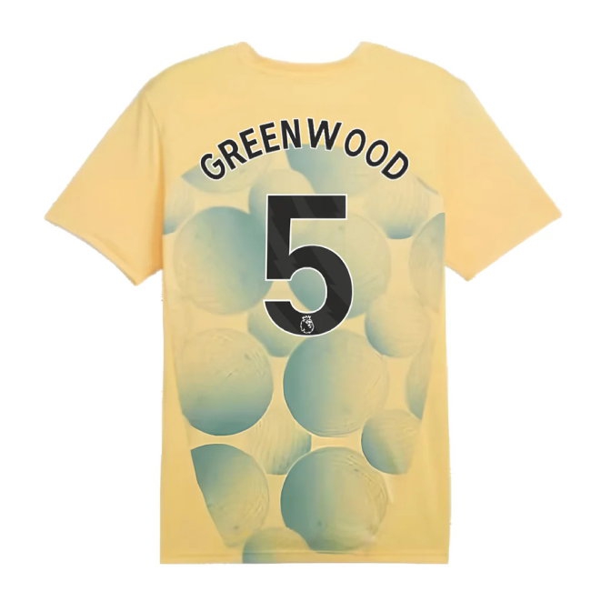 2024-2025 Man City Prematch SS Shirt (Flaxen) - Kids (Greenwood 5) — Shop Now