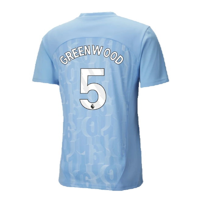 2024-2025 Man City Prematch SS Shirt (Light Blue) (Greenwood 5) — Shop Online