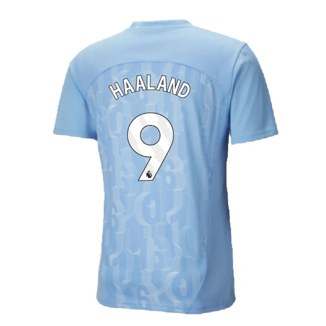 2024-2025 Man City Prematch SS Shirt (Light Blue) (Haaland 9) — Shop Online