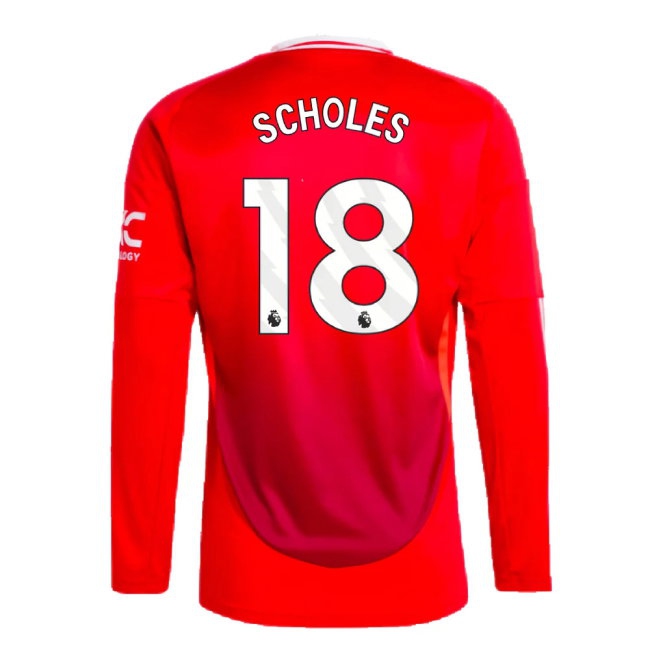 2024-2025 Man Utd Long Sleeve Home Shirt (Scholes 18) — Shop Online