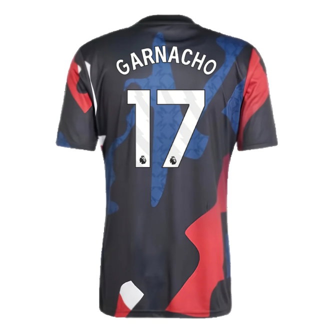 2024-2025 Man Utd Pre-Match Jersey (Black) (Garnacho 17) — Buy Online