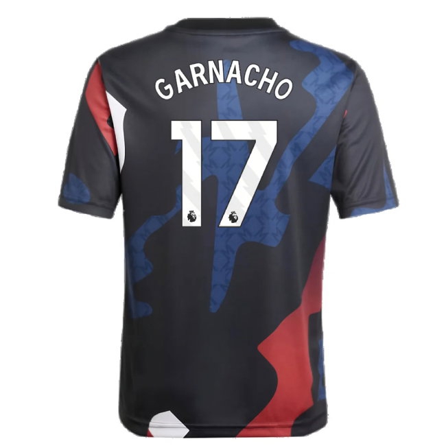 2024-2025 Man Utd Pre-Match Jersey (Black) - Kids (Garnacho 17) — Shop Now