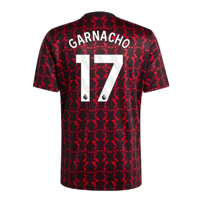 2024-2025 Man Utd Pre-Match Shirt (Black) (Garnacho 17) — Buy Now