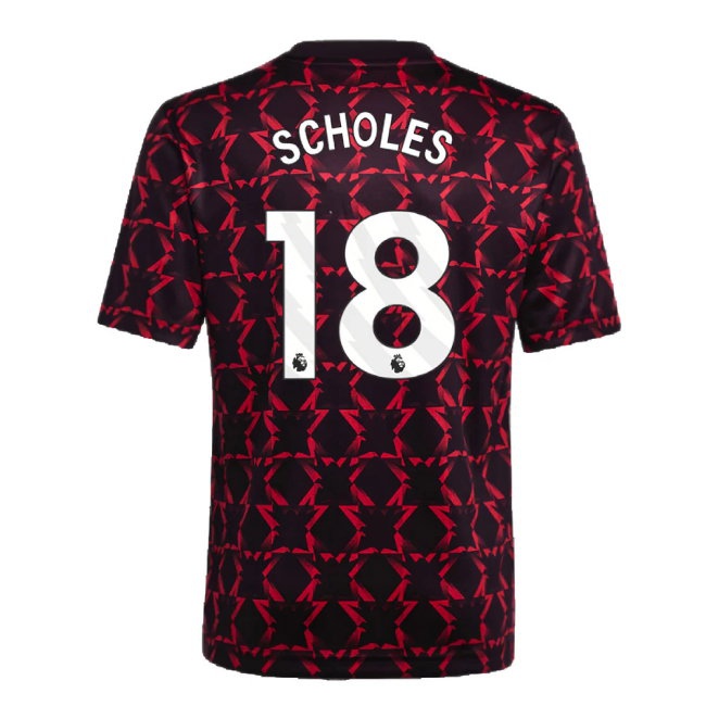 2024-2025 Man Utd Pre-Match Shirt (Black) - Kids (Scholes 18) — Buy Now