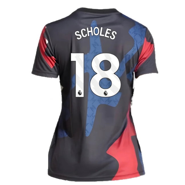 2024-2025 Man Utd Pre-Match Shirt (Black) - Womens (Scholes 18) — Buy Online