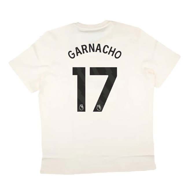 2024-2025 Man Utd SZN Graphic Tee (Cream White) (Garnacho 17) — Shop Online