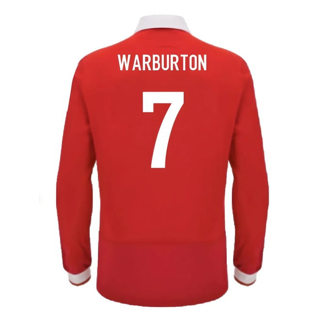 2024-2025 Wales WRU Home LS Cotton Rugby Shirt (Warburton 7) — Shop Online