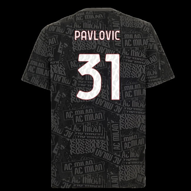 2025-2026 AC Milan ftblCulture Tee AOP (Black) (Pavlovic 31) — Shop Online