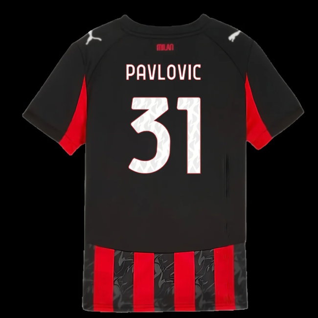 2025-2026 AC Milan Home Shirt (Kids) (Pavlovic 31) — Shop Now
