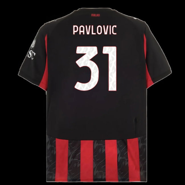 2025-2026 AC Milan Home Shirt (Pavlovic 31) — Shop Now