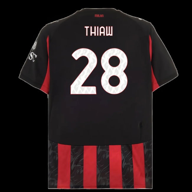 2025-2026 AC Milan Home Shirt (Thiaw 28) — Shop Now