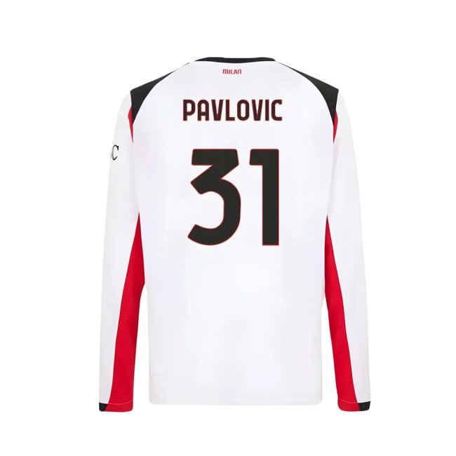 2025-2026 AC Milan Long Sleeve Away Shirt (Pavlovic 31) — Shop Now