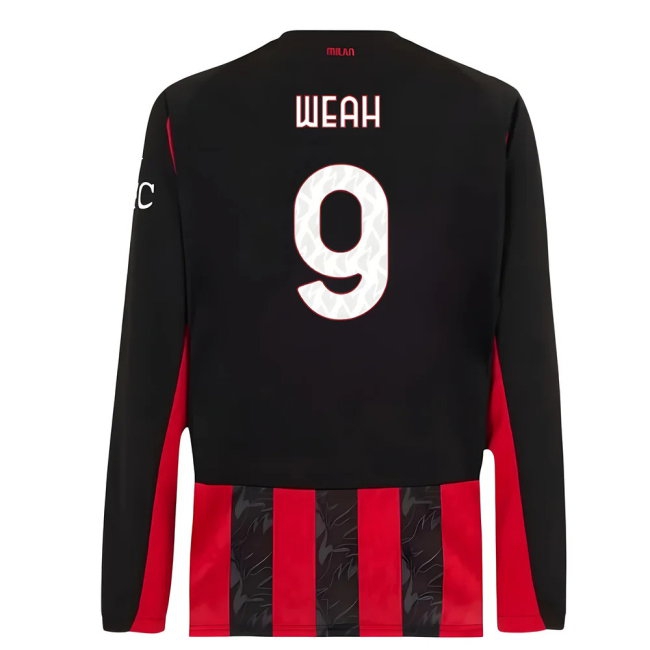 2025-2026 AC Milan Long Sleeve Home Shirt (Weah 9) — Shop Online
