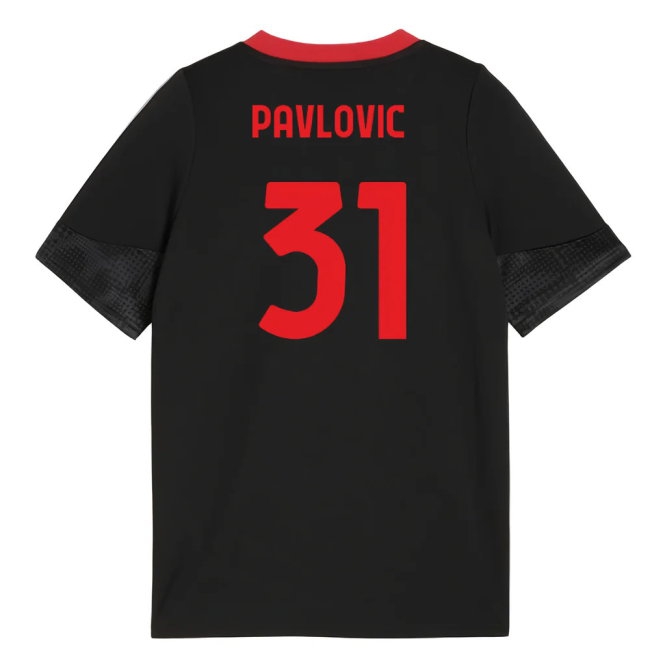 2025-2026 AC Milan Training Jersey (Black) - Kids (Pavlovic 31) — Shop Now