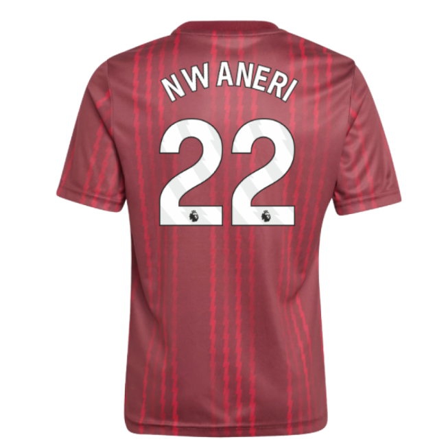 2025-2026 Arsenal Pre-Match Warm Up Shirt (Burgundy) - Kids (Nwaneri 22) — Shop Now