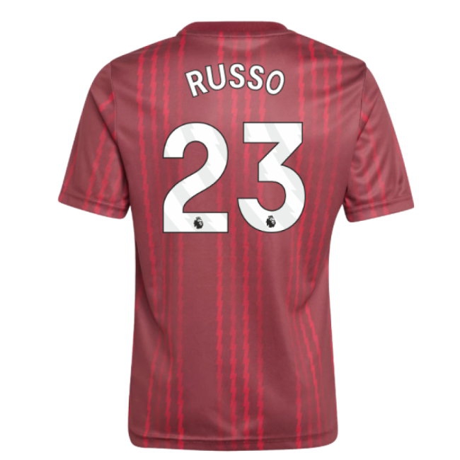 2025-2026 Arsenal Pre-Match Warm Up Shirt (Burgundy) - Kids (Russo 23) — Buy Now