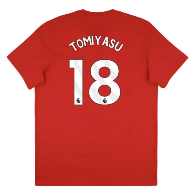 2025-2026 Arsenal Season Graphic Tee (Scarlet) (Tomiyasu 18) — Buy Online