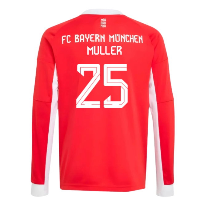 2025-2026 Bayern Munich Long Sleeve Home Shirt (Kids) (Muller 25) — Shop Online