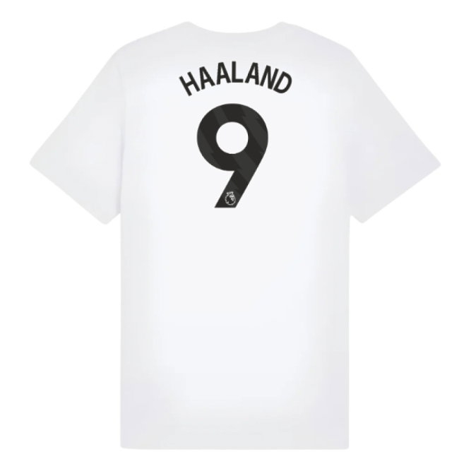 2025-2026 Man City FtblESS Tee (White) - Kids (Haaland 9) — Buy Online