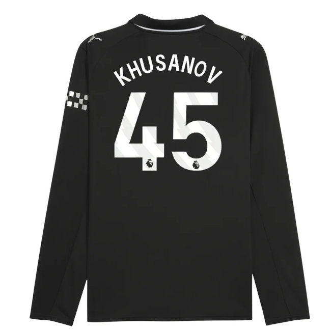 2025-2026 Man City Long Sleeve Away Shirt (Khusanov 45)