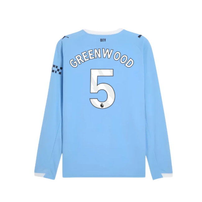 2025-2026 Man City Long Sleeve Home Shirt (Greenwood 5) — Buy Now