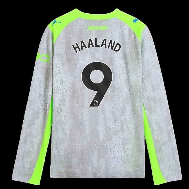 2025-2026 Man City Long Sleeve Third Shirt (Kids) (Haaland 9) — Buy Now