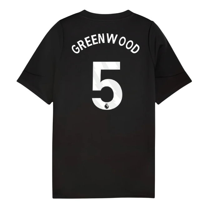 2025-2026 Man City Training Jersey (Black) - Kids (Greenwood 5) — Buy Online
